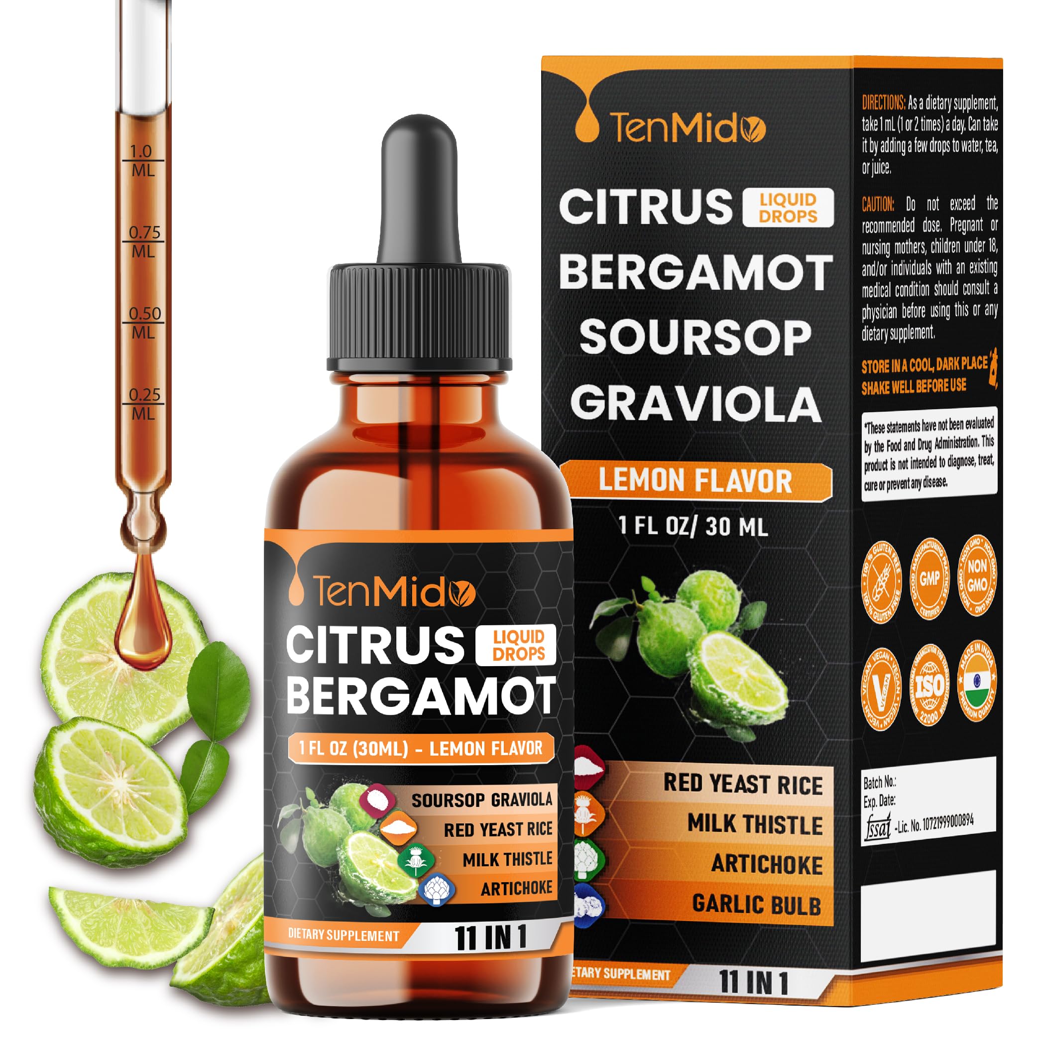 Amazon.com: Tenmido 11in1 Citrus Bergamot Liquid Drops with